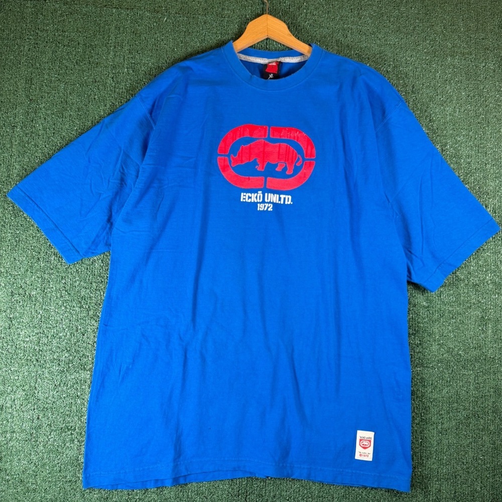 Y2K Unltd T-Shirt Men XL Blue Vintage Rhino Logo Graphic Tee USA Made